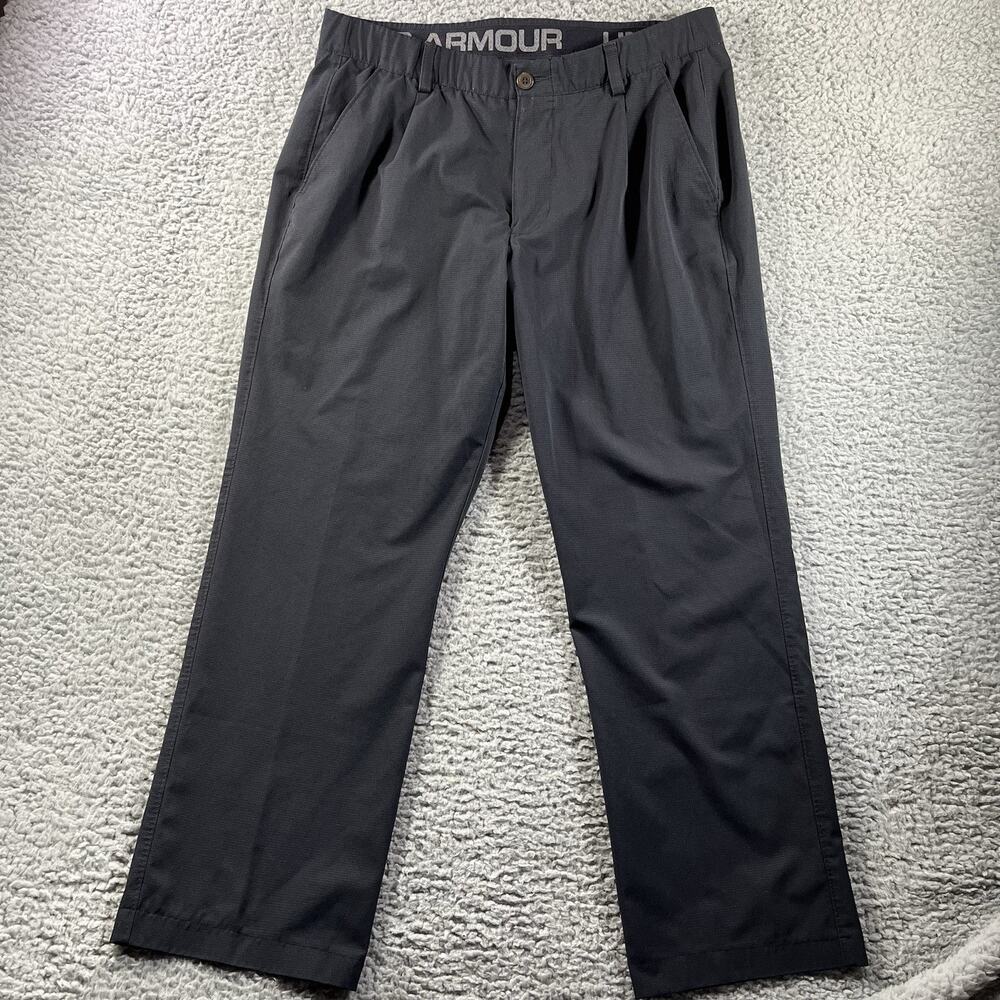 Under Armour Airvent Pants Mens Size 38x30 Black Golf Flat Front Loose Tech